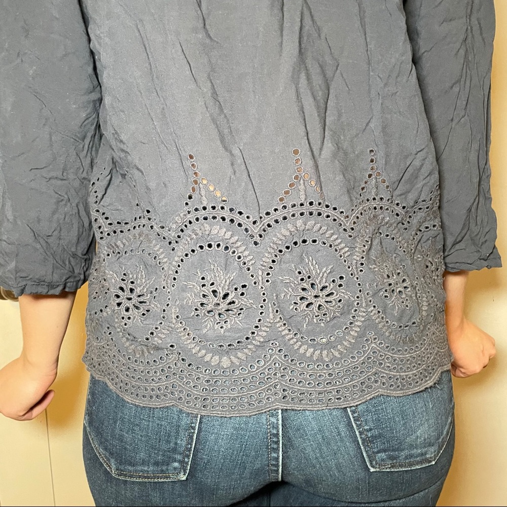 Love Stitch | Blue Off-The-Shoulder Blouse | S